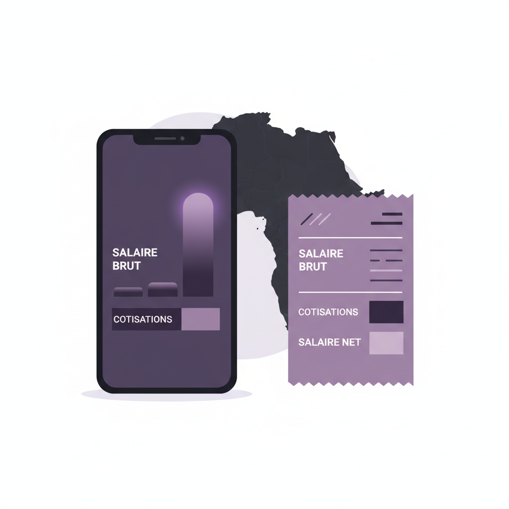 infographic showing Niger SMIG gross versus net with smartphone and payslip
